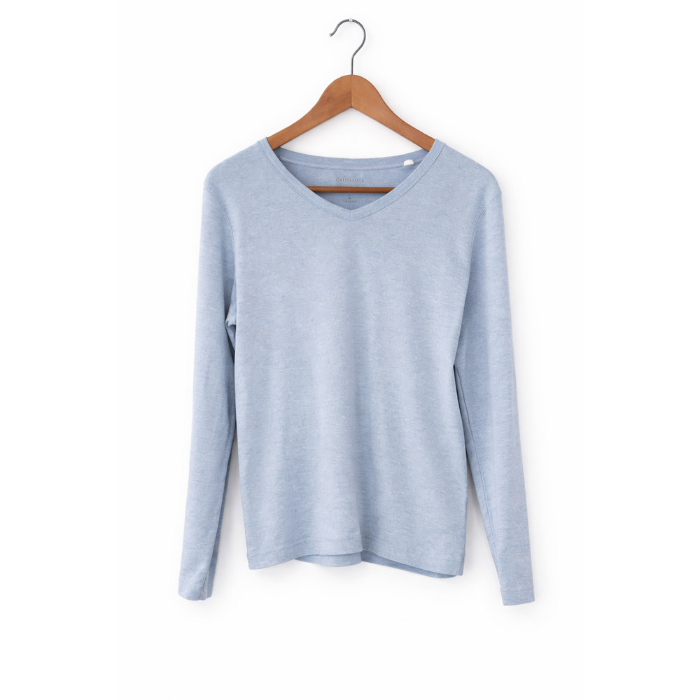 Croft & Barrow Blue Casual Top Womens Size L Staple Long Sleeve V Neck Capsule